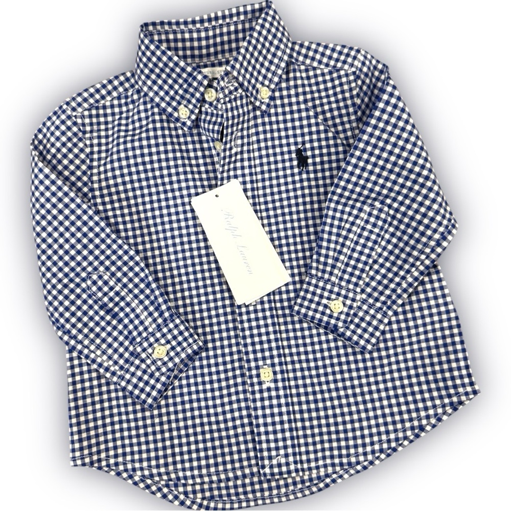 Ralph Lauren Blue Gingham Button Down Shirt